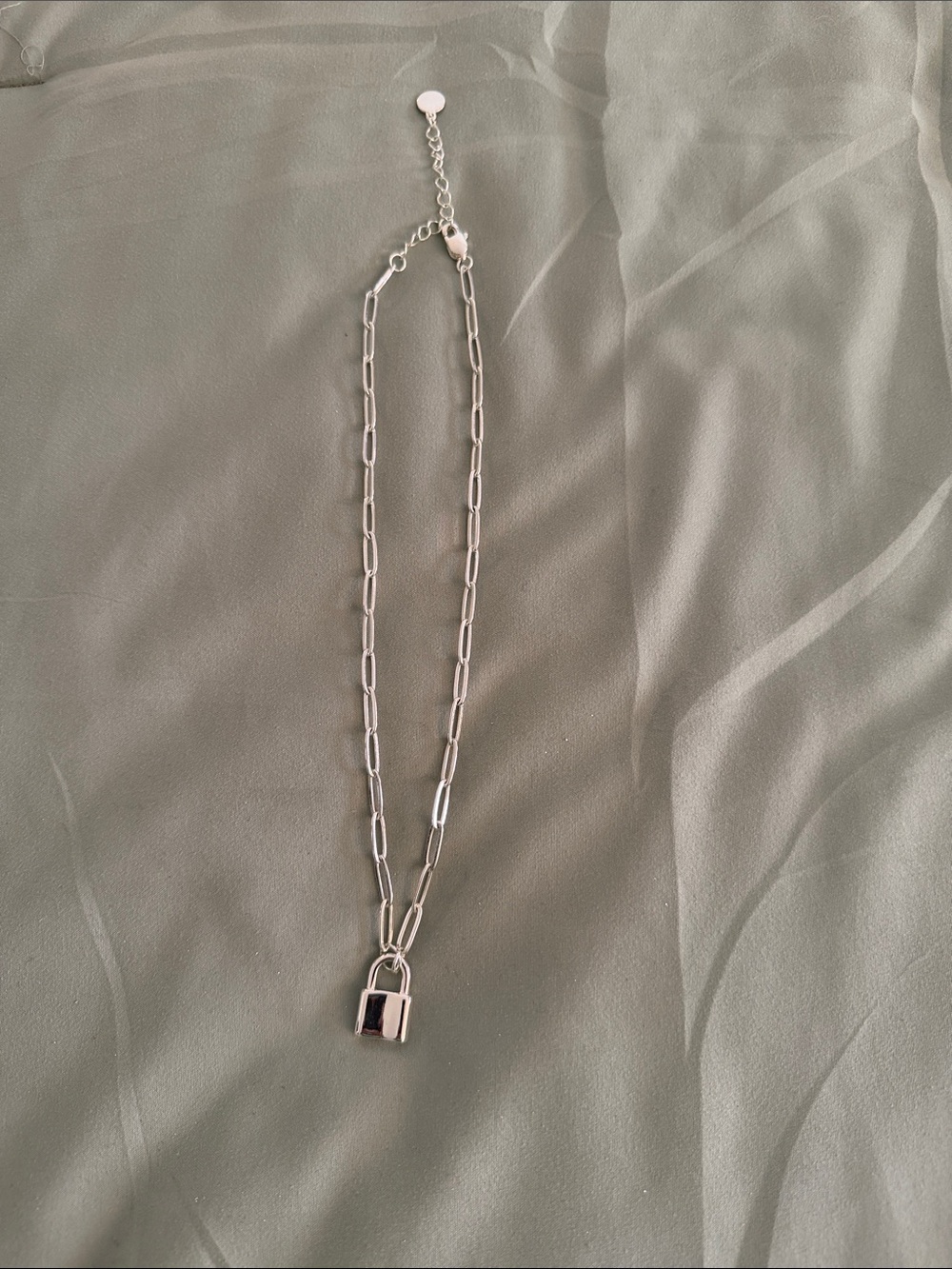 Sterling Silver Chain Necklace with Padlock Pendant - Silver